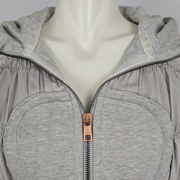 Lululemon Special Edition Rare Grey Tencel Ruching Scuba Hoodie Thumbholes Sz 4 - Picture 4 of 14